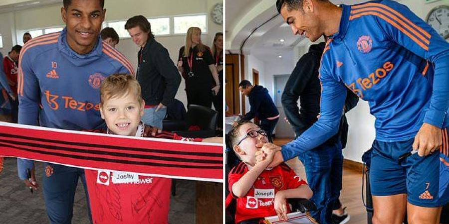 Dreams do come true: Man United stars including Cristiano Ronaldo, Casemiro, David De Gea and Lisandro Martinez welcome children suffering from serious and life-limiting illnesses to Carrington