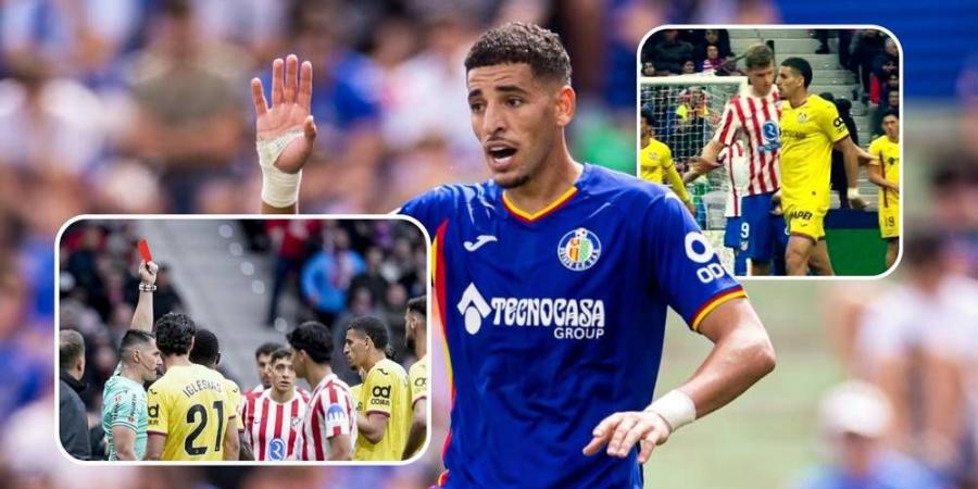 إيقاف المغربي عبقار لمباراتين بعد طرده أمام أتلتيكو مدريد بسبب تصرفه ضد سورلوث